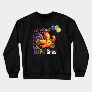 Mardi Gras Chicken Funny Farming Men Women Crewneck Sweatshirt